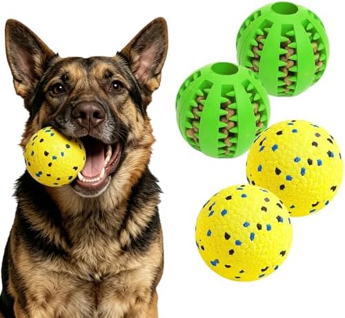 Idepet Dog Toy Ball Tennis Balls for Aggressive Chewers,Nontoxic Bite Resistant Toys ETPU High-Bounce Floating Fetch Toys for Teething for Small Medium Dogs (Green&Yellow, 4 Balls-2.75in)