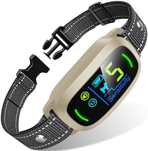 FAFAFROG Dog Bark Collar, Rechargeable Smart Collar, Anti Barking Training Collar with 5 Adjustable Sensitivity Beep Vibration, Bark Collar for Large Medium Small Dogs (Yellow)