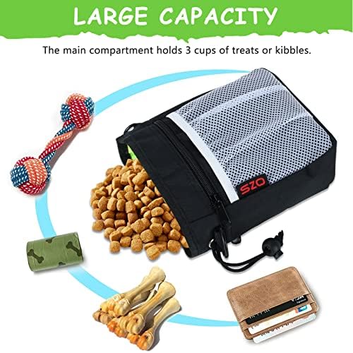 SZO Dog Training Treat Pouch with Training Clicker, Black