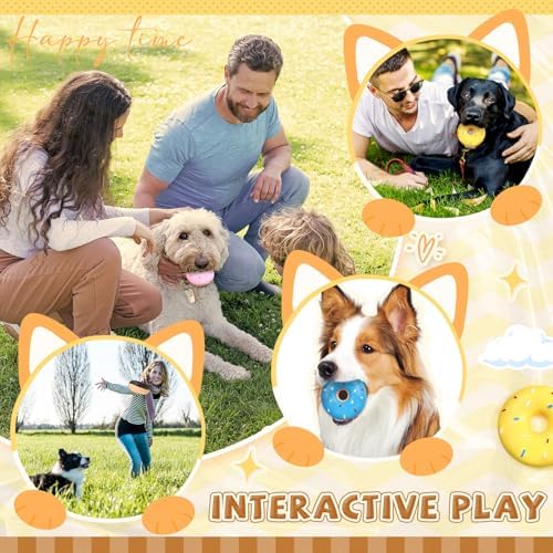 JellyArch 16 Pcs Latex Squeaky Dog Toys Donut Small Dogs Squeaky Chew Toys for Aggressive Chewers Soft Interactive Fetch Play No Stuffing Durable Teething Items for Small Puppy