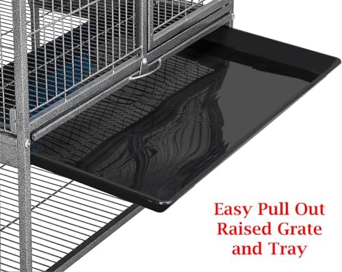 XX-Large 37"x24"x63"H Two Full Story Deluxe Double Unit Critter Cage Extra Large Double Large Front Doors Tight 1/2-inch Wire Spacing for Feisty Ferret Hammock Chinchilla Cat Sugar Glider On Wheels