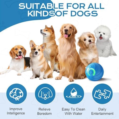 Vibrating Dog Toy – USB Rechargeable Interactive Shaky Toy for Small, Medium, Large Dogs – Automatic Moving with LED Light – Durable Bite-Resistant Pet Toy (Orange)