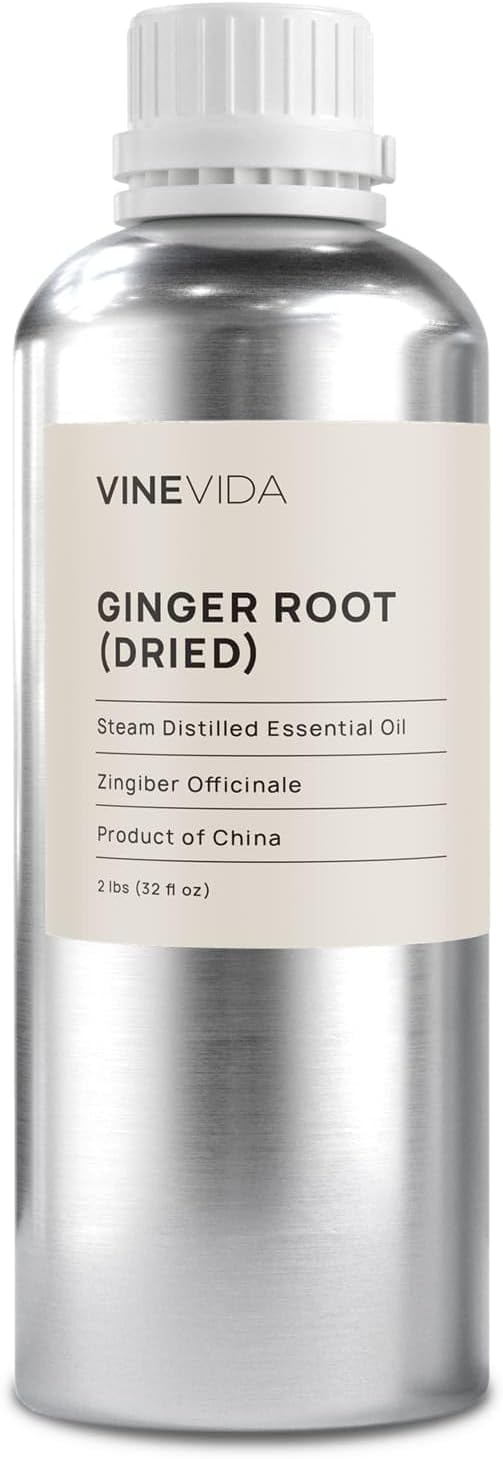 VINEVIDA Dried Ginger Root Essential Oil 32 oz - Undiluted Ginger Root Oil 32 oz - Ginger Root Candle Oil Scent - DIY Candle Scents for Candlemaking - Bulk Essential Oil for Soap Making