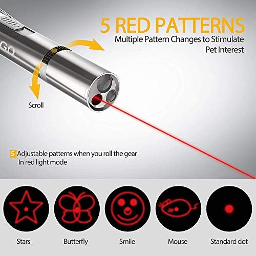 Cat Toys Laser Pointer Rechargeable Cat Laser Toy Interactive Cat Toys for Indoor Cats Kittenes Dogs LED Flashlight 7 Adjustable Patterns Red Light Remotes Teaching Tool USB