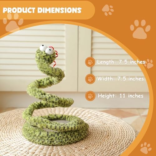 Cat Toy Indoor Cat: Cat Springs Snake Toy with Catnip - Interactive Toy with Rattling Stones & Rustling Sounds, Quirky Shapes for All Breeds to Play Alone (Yellow)