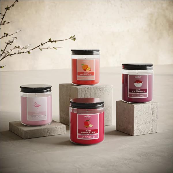 Candle-Lite 2 Pack Scented Candles, Pink Shoreline, 6.5 oz Jar, Proudly Poured in The USA, Aromatherapy Candle Set, Single-Wick with 40 Hours of Burn Time, Ideal Gift for Men and Women