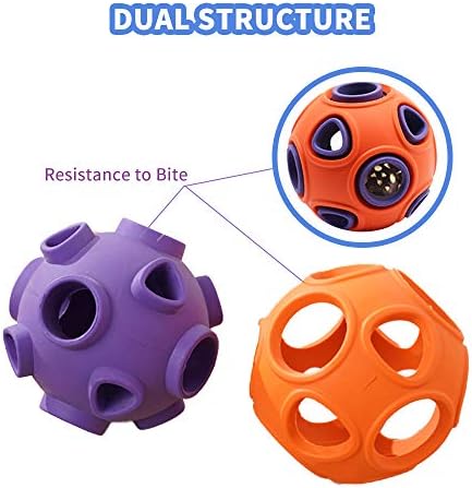 WishLotus Dog Ball Toy, Dog Interactive Toy with Ring Bell Squeak Toys Dogs Rubber Bouncy Balls Pet Exercise Game Puzzle Balls to Increase IQ Search & Catch Bite Resistant Chewing Toy