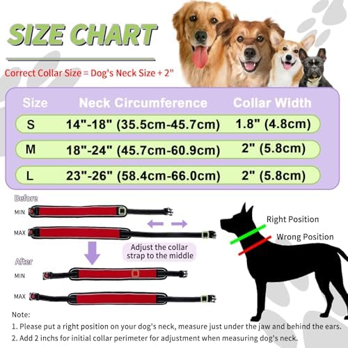 Martingale No Pull Dog Collar for Large Medium Dogs Training Walking, Heavy Duty Nylon Reflective Adjustable Anti Pull Slip Collar with Buckle S Red