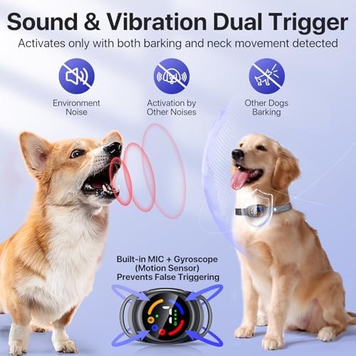Bark Collar for Small Medium Dogs, Dog Bark Collar with Beep Vibration, IP67 Waterproof Rechargeable Barking Collar with 7 Adjustable Sensitivity (Classic Black, Small)