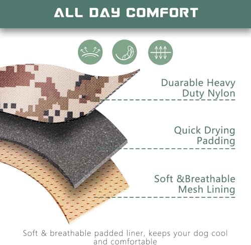 BUMBIN Tactical Dog Harness for Small Dogs No Pull, Famous TIK Tok No Pull Puppy Harness, Fit Smart Reflective Pet Walking Harness for Training, Adjustable Dog Vest Harness with Handle Desert Camo XS