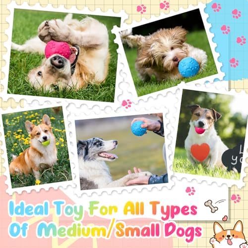 Foilswirl 24 Pieces Squeaky Balls for Dogs Rubber Squeaky Dog Toys Bulk 2.36 Inch Dog Toys Ball Interactive Chewing Ball for Medium and Small Dogs Puppy, 3 Colors (Spherical)