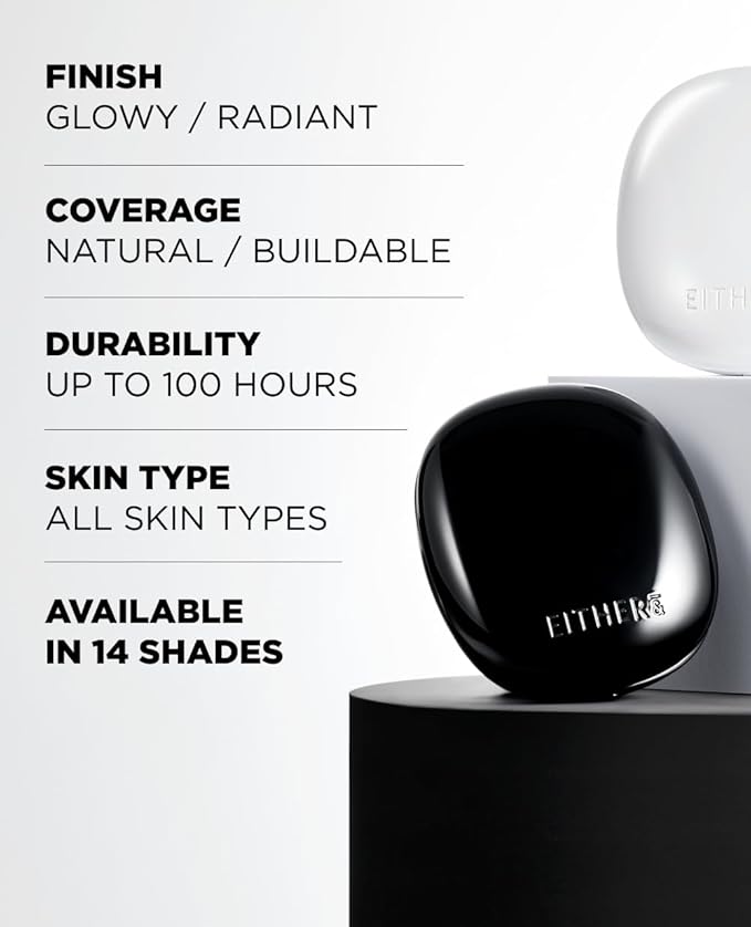 EITHER& Glow Pixel Cushion Foundation, Natural Coverage, Glow Finish – Up to 100 Hours, Moisturizing and Hydrating, Korean Beauty (#21P Rosy, 12g)