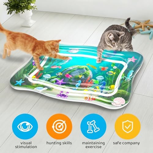 Interactive Cat Toys for Indoor Cats Water Mat with Floating Fish