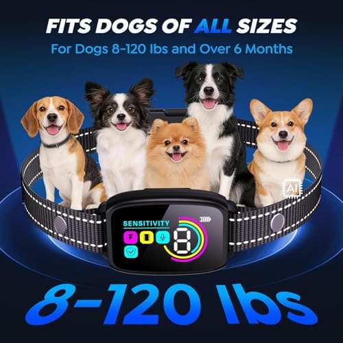 Dog Bark Collar for Large Medium Small Dogs,AI Smart Anti Barking Device