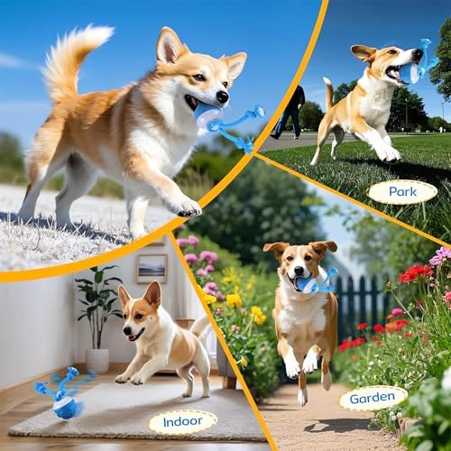 The Chase Buddy Dog Boredom Stimulating Toy 2025 Smart Pet Puppy Ball with Ropes Interactive Self Play Moving Dogs Balls Automatic Electric Active Rolling Ball Jumping Bouncing Dog Balls Gift (Red)