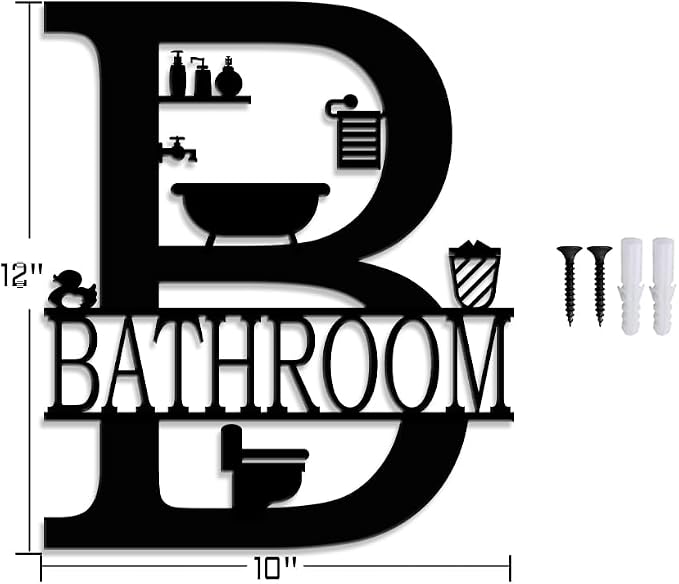 XORT Farmhouse Vintage Funny Metal Bathroom Wall Plaque Art | Modern Home Hanging Metal Bath Decor, Ideal Wall Ornament for Restroom Decoration