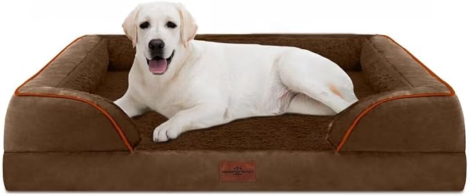 Comfort Expression Waterproof Orthopedic Dog Beds for Extra Large Dog | Supportive Egg Crate Foam XL Dog Bed with Removable Bolster, Dog Couch with Washable Cover & Non-Slip Bottom, 45x35 Inch