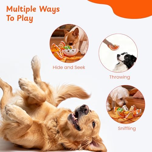 Nocciola Halloween Pumpkin Dog Toys, Hide and Seek Snuffle Plush Dog Toy for Small Dogs, Puppy Squeaky Toy with Crinkle Papers for Boredom