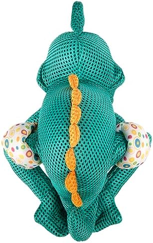 goDog Double Chew Guard Mesh Amphibianz Chameleon Squeaky Dog Toy - Teal, Large