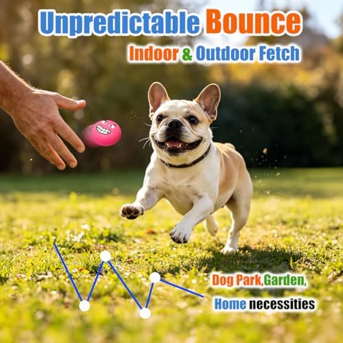 Latex Squeaky Dog Toys for Small Dogs & Tiny Breeds, 2.2" Flat Ball