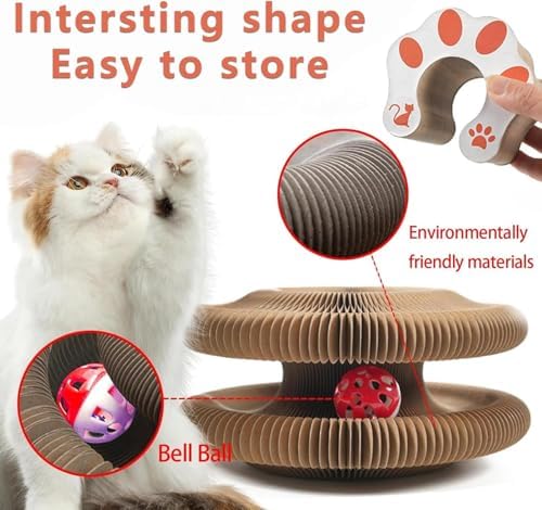 Kitty Curlz, Kitty Curlz Cat Toy, Magic Organ Cat Scratching Board, Snufflepaw Accordion for Cats, Interactive Scratch Pad, Recyclable Cat Scratcher.