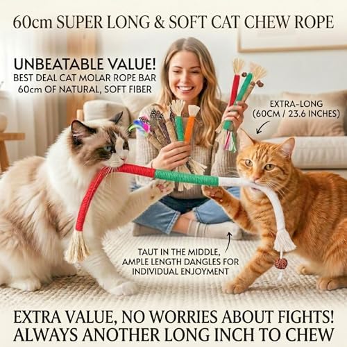 Cat Toys 12PCS Mix Catnip Chew Rope Silvervine Stick for Indoor Cat