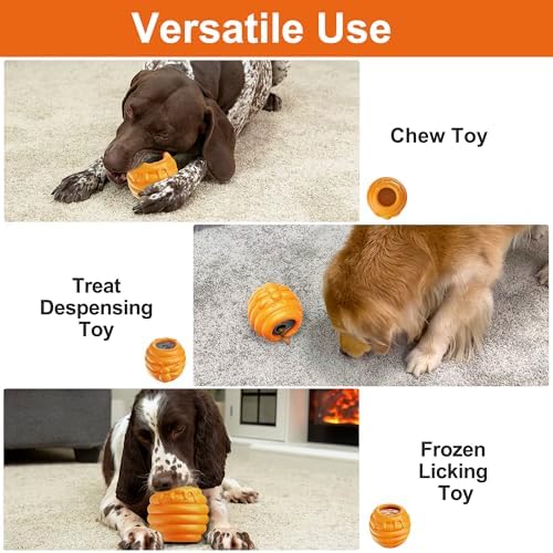 Durable Dog Toys 2 pack, Fillable Dog Treat Dispenser and Enrichment Peanut Butter Frozen Licking Toys in Honey Pot Shape, Interactive and Mental Stimulation Toys for Large Dogs to Keep Them Busy