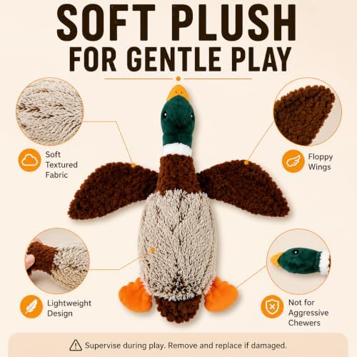 Duck Dog Toy Squeak Toys | Mallard-Shaped | Shaped Pet Toys | Duck Dog Toys for Large Dogs | Mallard Dog Toy | Dog Chew Toys | Stuffed Toys Interactive Animal.