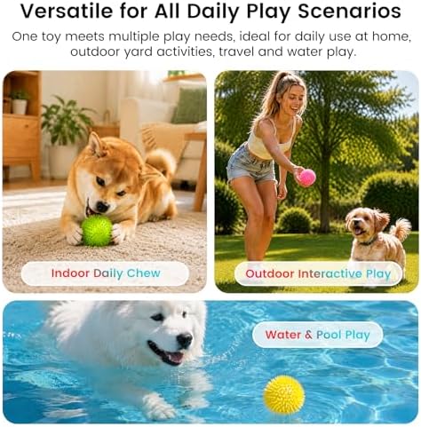 Squeaky Dog Toys Balls, 6 Pack 2.5" Spiky Dog Balls, Durable Puppy Chew Toys for Teething, Interactive Fetch Dog Toy Balls for Small Dogs