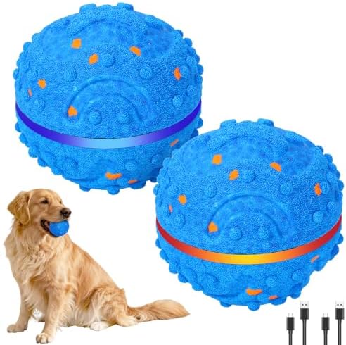 2 Pack Smart Interactive Dog Toys with LED Lights, E-TPU Material