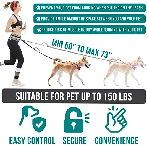 PetAmi Hands Free Dog Leash Waist Belt Bag Fanny Pack, Single, Heather Grey