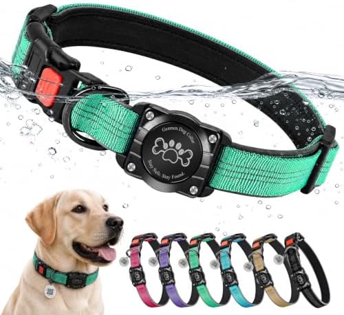 Geamen Waterproof Dog Collar QR Code Reflective Collar Teal,S | Built-in Waterproof Holder, QR Code Tag, Reflective,Secure Buckle