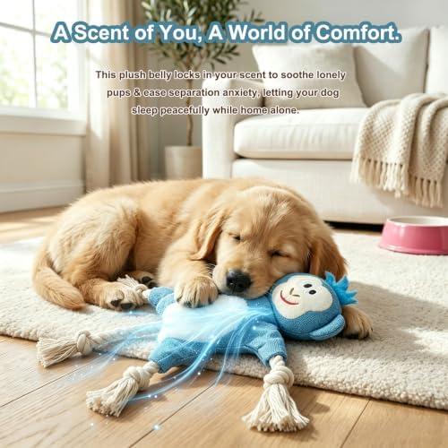 No Stuffing Crinkle Squeaky Dog Toy for Small Medium Puppies,（Monkey）
