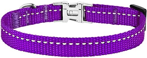 Reflective Dog Collar, Quick-Release Buckle (Purple, 7-11 Inch)