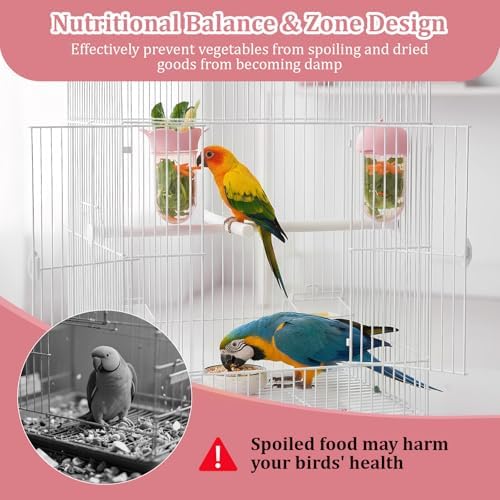2 PCS Bird Food with Water Storage Design, Hanging Birds Feeder (Pink)