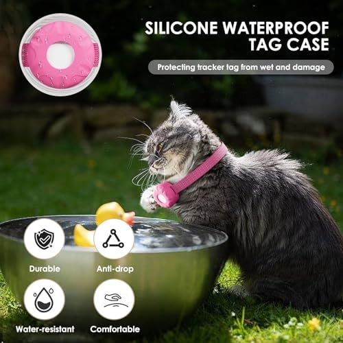 Cat Tracker, GPS Tracker, Pet Tracker Compatible with Apple Find My App(Only iOS), Waterproof Cat Trackers Collar with Bell and Safety Elastic Buckle,No Monthly Fee, Smart Alerts, Pink