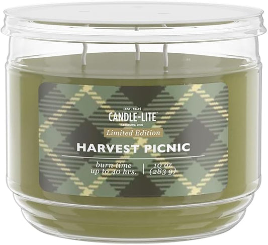 Candle-lite Fall Scented Candles, Anjou Pear and Apple with Gilded Amber, 10 oz 3-Wick Jar Candle, Proudly Poured in The USA, Autumn Home Decor, 40 Hours of Burn Time, Ideal Gift for Men and Women