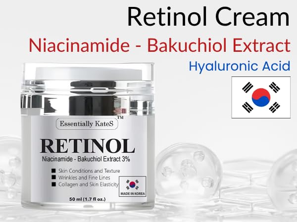 Essentially KateS Retinol Cream for Face and Eye, The Gentle Revolution | K-Beauty Anti-Aging Moisturizer with Hyaluronic Acid and Vitamin E | Gentle, Hydrating, Firming, 50 ml (1.7 fl oz)