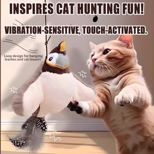 Yewmow Interactive Chirping Cat Toy,Flapping Wings Sound Toy