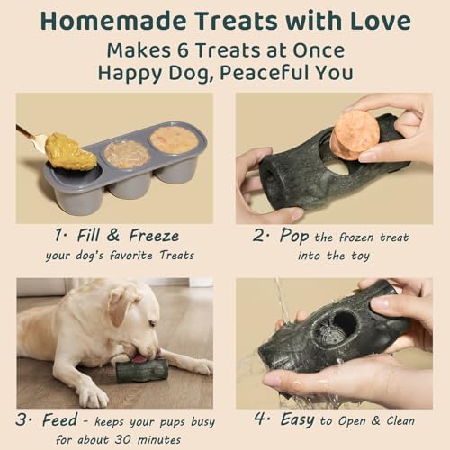 MENGJINGO Dog Treat Toy and Silicone Treat Tray for Dogs 25-75 lbs