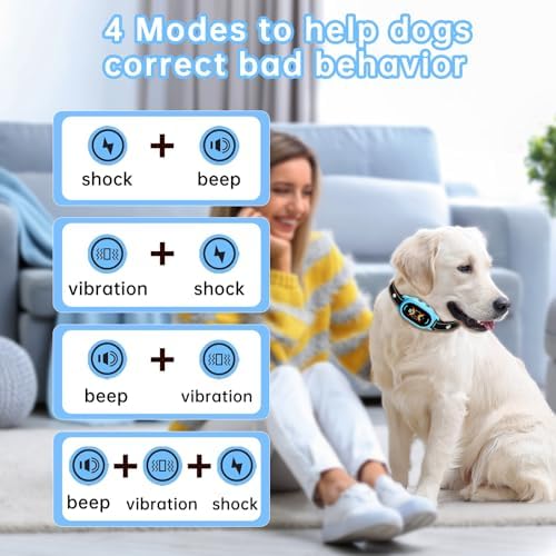 Dog Bark Collar, Rechargeable Bark Collar for Large Dog, IP67 Waterproof Anti Barking Collar Dogs with Adjustable Sensitivity for Medium and Small Dogs (DEEP Blue)