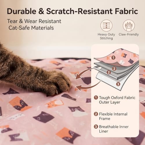 Meowball Mat, Interactive Cat Toy, Hide and Seek Cat Toy, Automatic Rolling Ball, for Indoor Cats, 1 Mat + 1 Ball，Pink