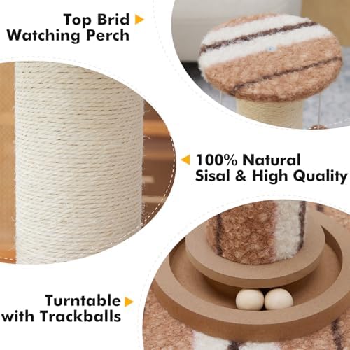 Woochpet Cat Scratching Post,Heavy Duty Green Sisal Scratcher with Cat Toys