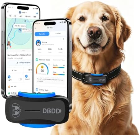 DBDD GPS Dog Tracker with Subscription,Virtual Fence&Health Monitor,IP67,BK
