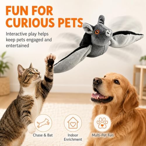 Flying Bat Dog Toy, Interactive Pet Toy that Flaps and Flies, Keeps Dogs Active and Engaged, Indoor Exercise Chase Toy for Puppies and Adult Dogs (Sparrow)
