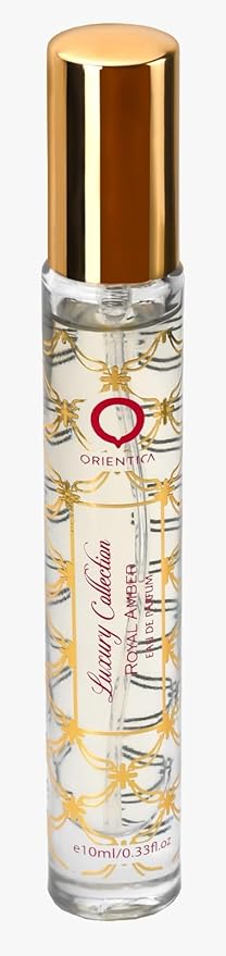 Orientica Royal Amber 4-Pc Gift Set Eau De Parfum - Fruity, Gourmand, Amber, Woody, Vanilla, Bergamot, Melon, Pineapple| Arabic Perfume for Women - 2.7oz spray, 2 x 10ml spray, 7.5ml splash