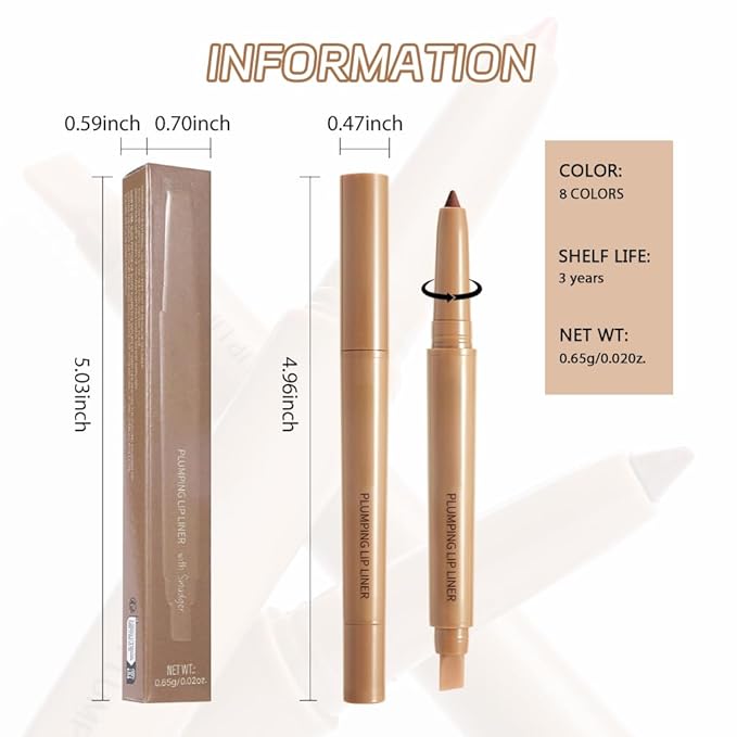 2Pcs Matte Lip Liner Pencil, Plump lip pencil liner Long-Lasting Creamy Formula, With Silicone Smudger for Define Contours & Sculpting Lip,Waterproof Non-Staining Crayon Lip Liners 07#+08#
