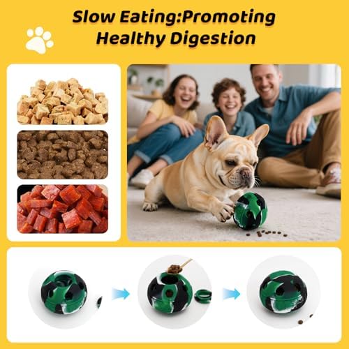 IFOYO Frozen Treat Dog Toy Ball for Small to Medium Dogs Silicone Enrichment Dog Toys to Keep Them Busy Reduce Anxiety Puzzle Treat Dispensing Dog Toy for Slow Food Training (Camouflage Green)