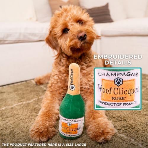 Haute Diggity Dog Pop The Bubbly Pawty Plush Dog Toy, Wine Parody Chew Toys