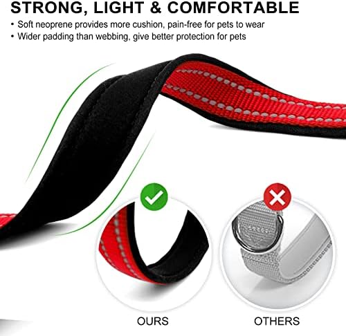 azuza Airtag Dog Collar, Medium Dog Collar with Airtag Holder, Red, M
